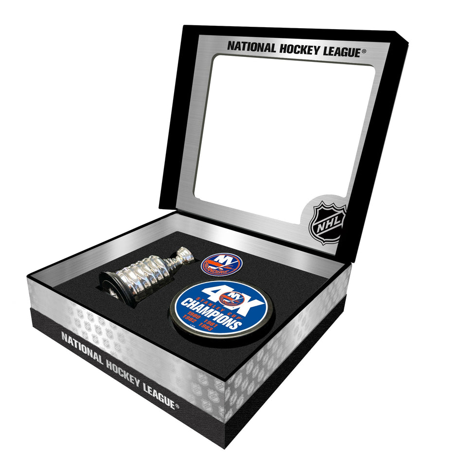 New York Islanders Stanley Cup Champs Puck + Replica Cup Gift Box Set